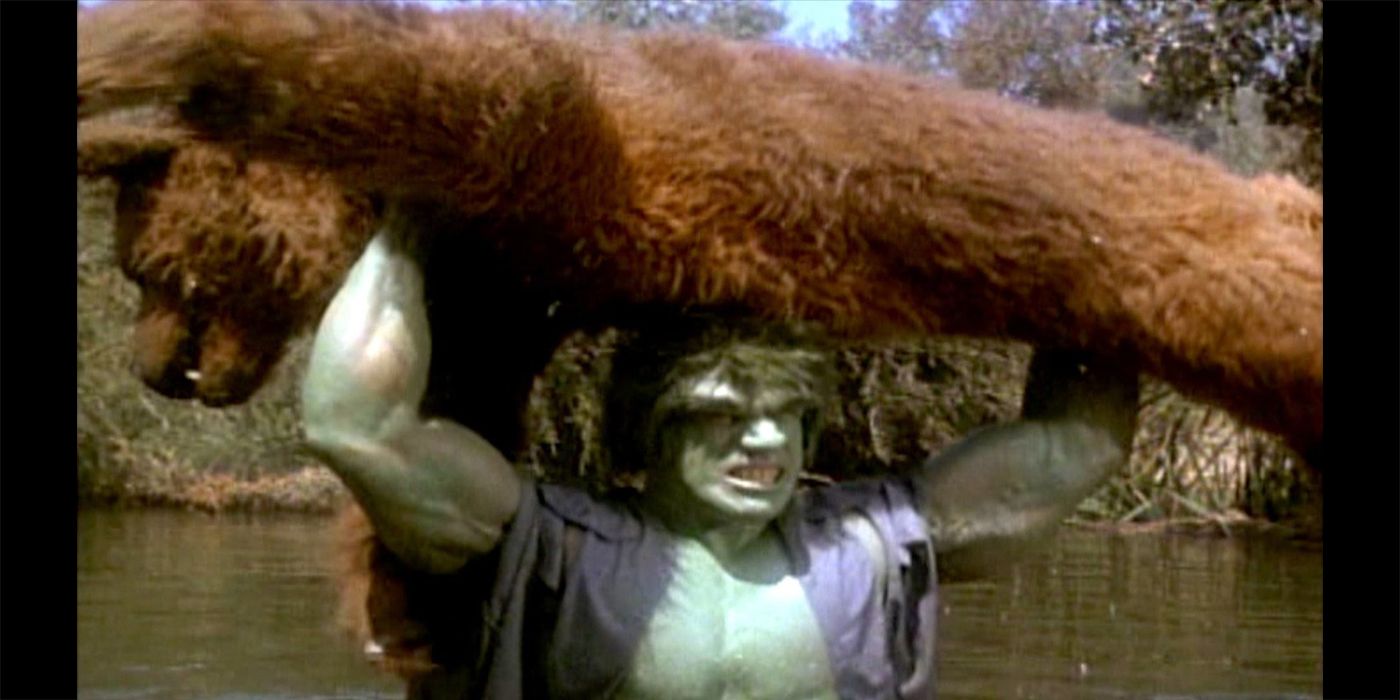Incredible Hulk Television Show Hulk Throwing a Bear