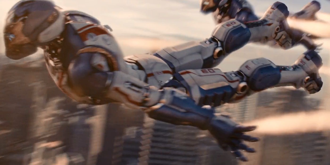 The Iron Legion flying from Avengers: Age of Ultron