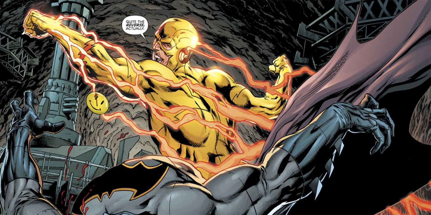 Reverse Flash punches Batman