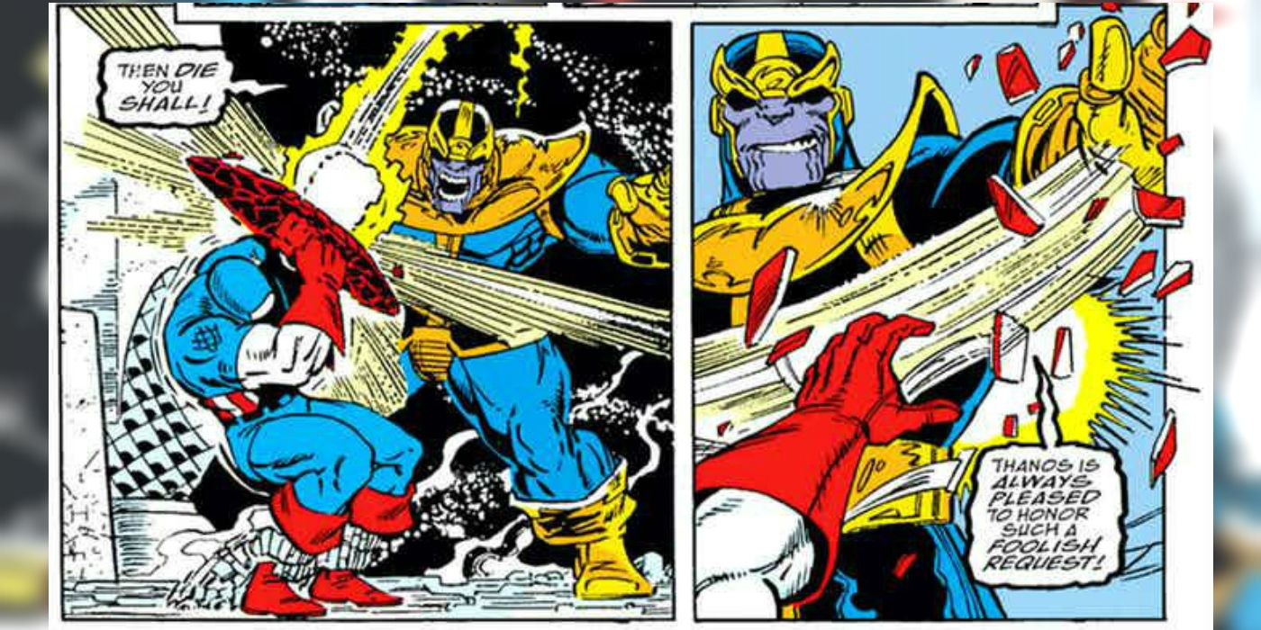 Captain America battles Thanos in Infinity Gauntlet