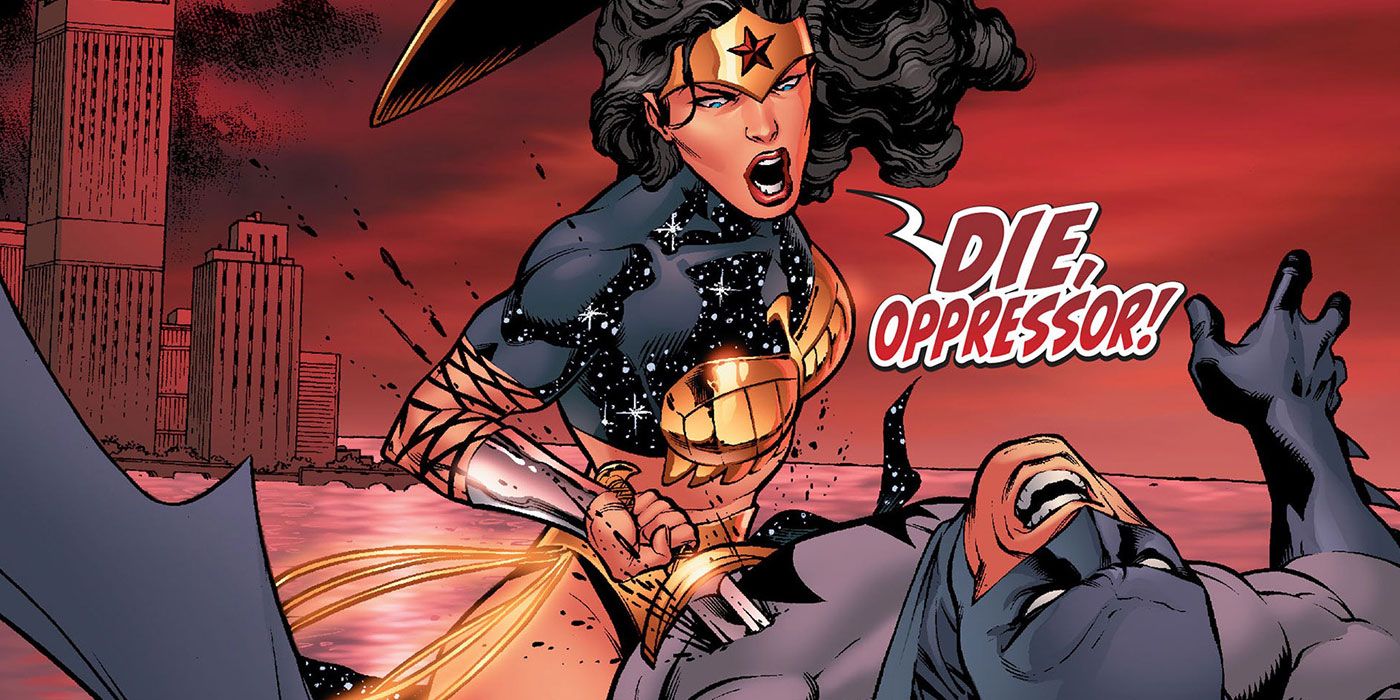 Wonder Woman kills Batman with her sword in DC Comics Superman/Batman #15