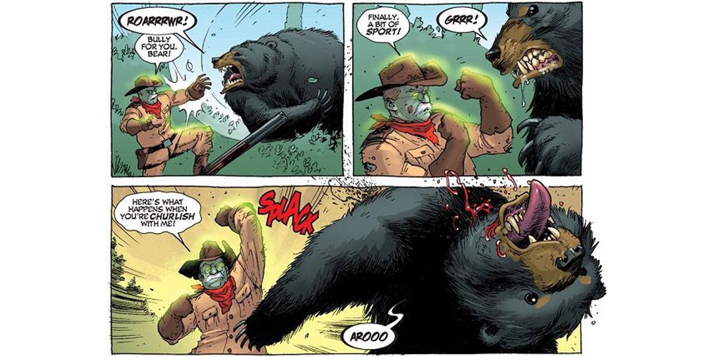 Zombie Teddy Roosevelt punches out a bear