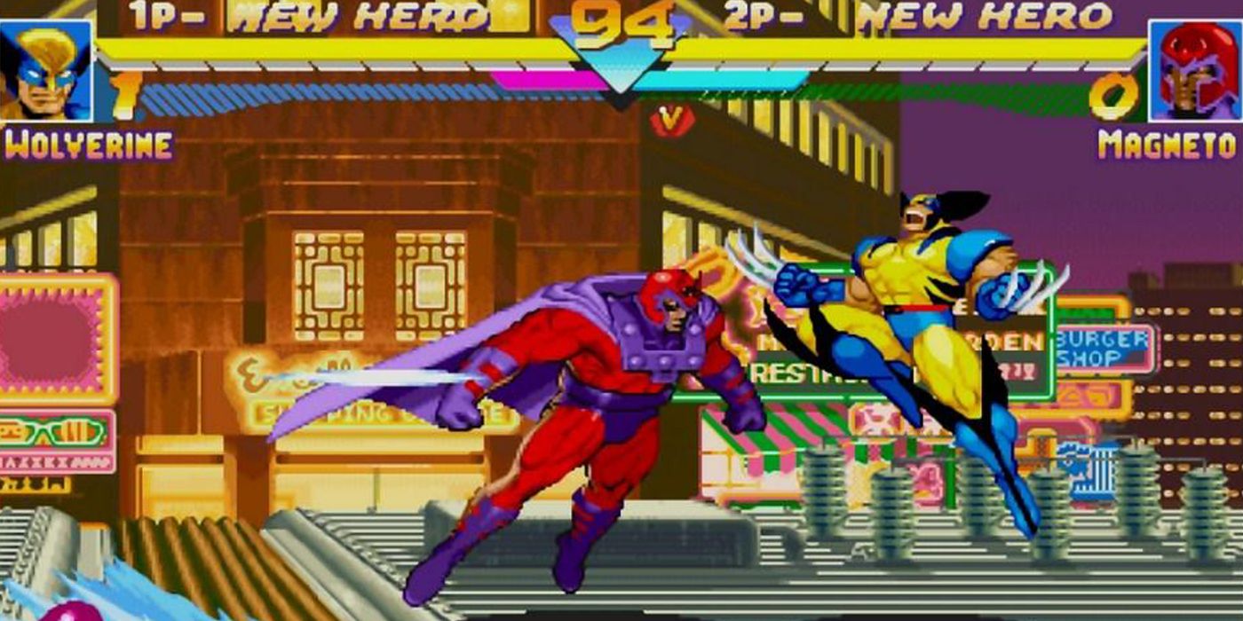 Wolverine fighting Magneto in Marvel Super Heroes
