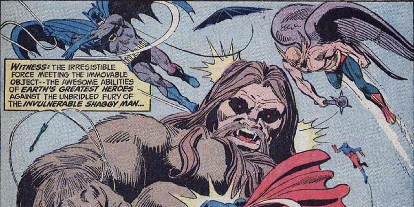 Batman and Hawkman fight the Shaggy Man in DC Comics