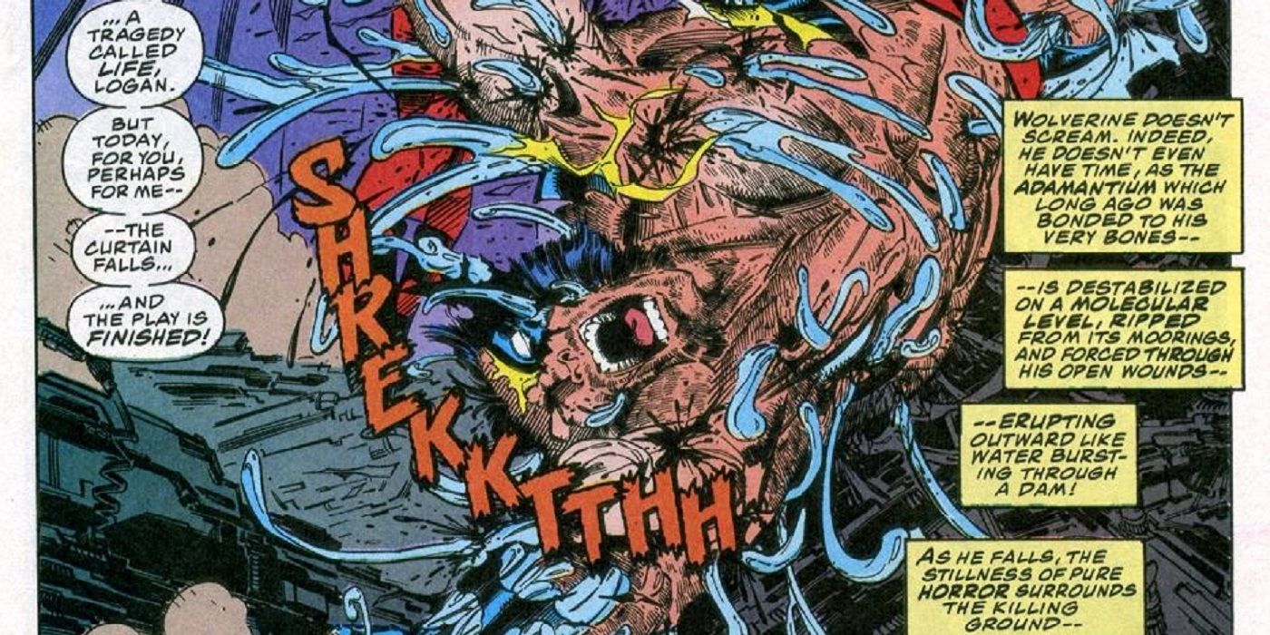Magneto rips adamantium from Wolverine