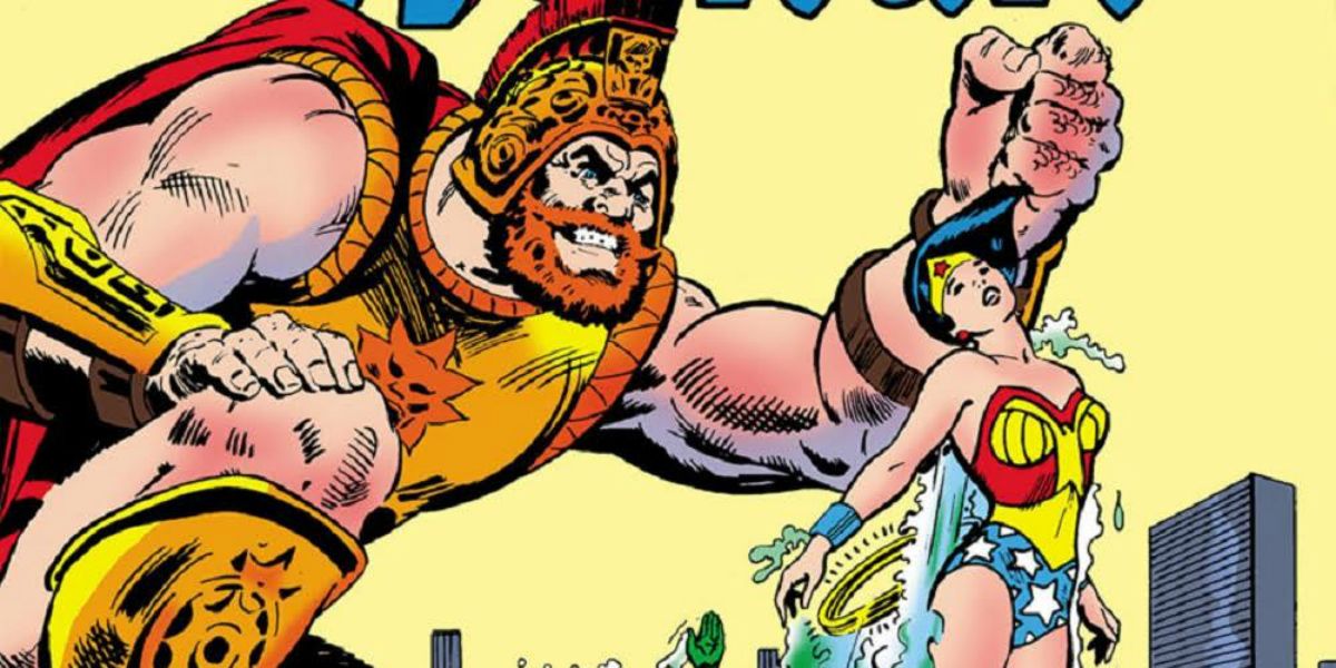 Ares lynching Wonder Woman in Amazons Attack