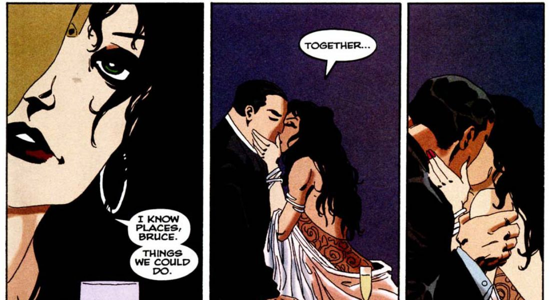 Bruce and Selina kiss in The Long Halloween