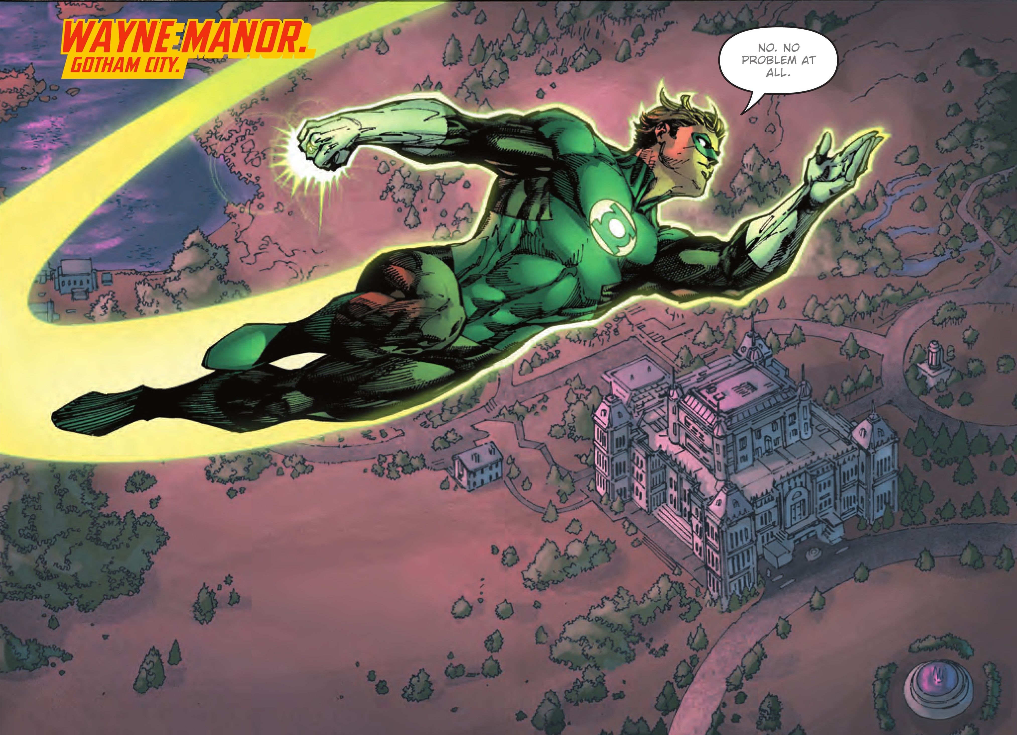 Green Lantern over Wayne Manor
