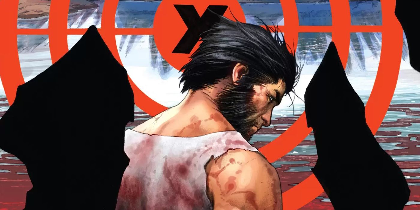 Logan stands in crosshairs on the cover to Death of Wolverine