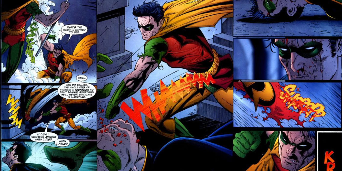Tim Drake fighting Jason Todd in DC Comics