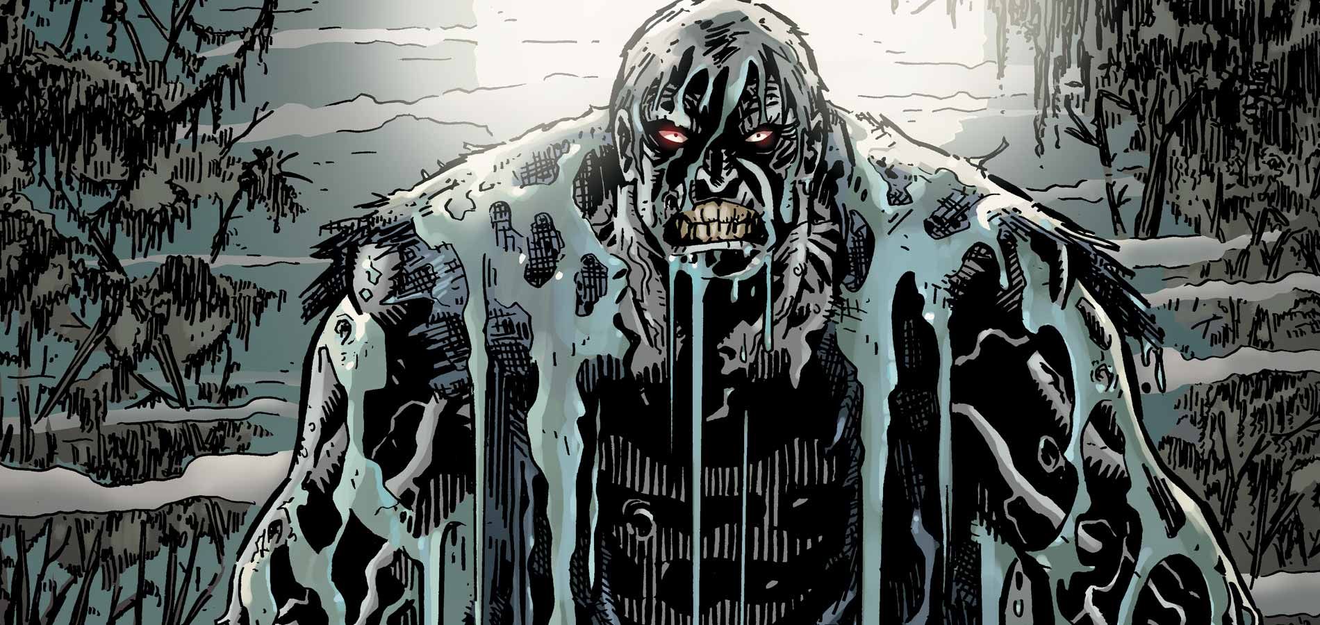 Solomon Grundy rises from Slaughter Swamp in DC Comics.