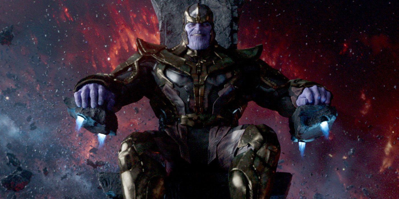 Thanos sits on his celestial throne in the MCU