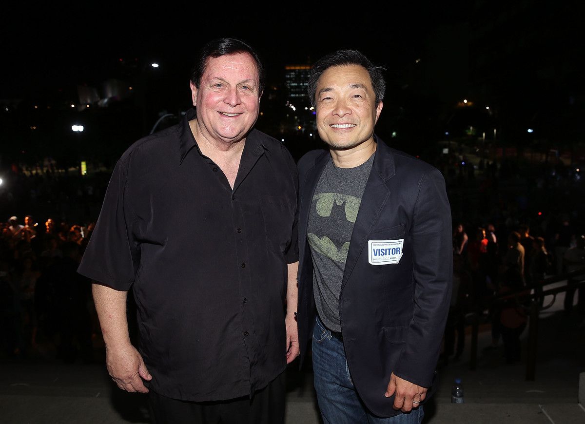 Burt Ward with Jim Lee at the ceremony to honor Adam West