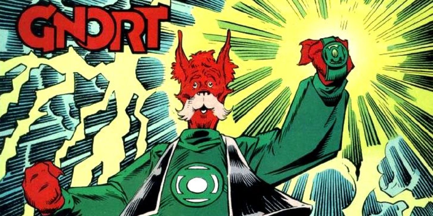 The Green Lantern G'Nort, showing off his ring