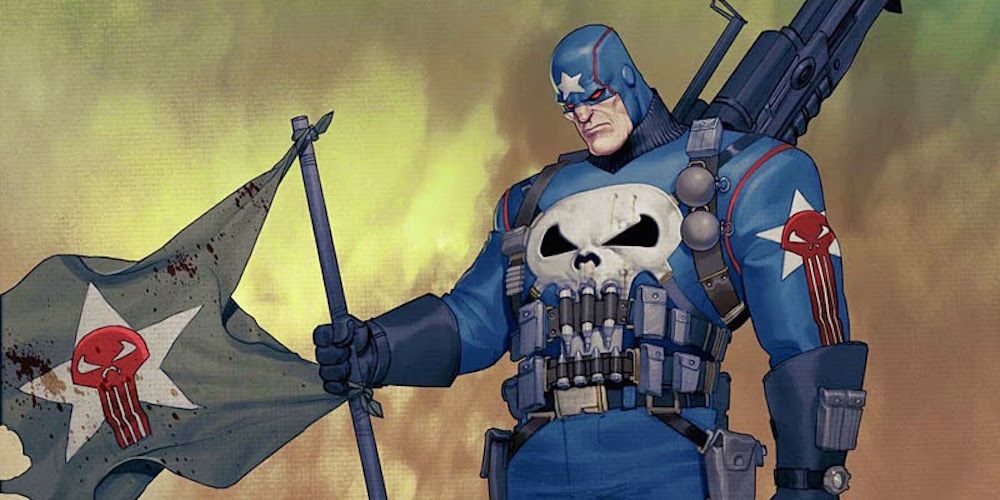 The Punisher in Marvel Comics wearing a Captain America costume