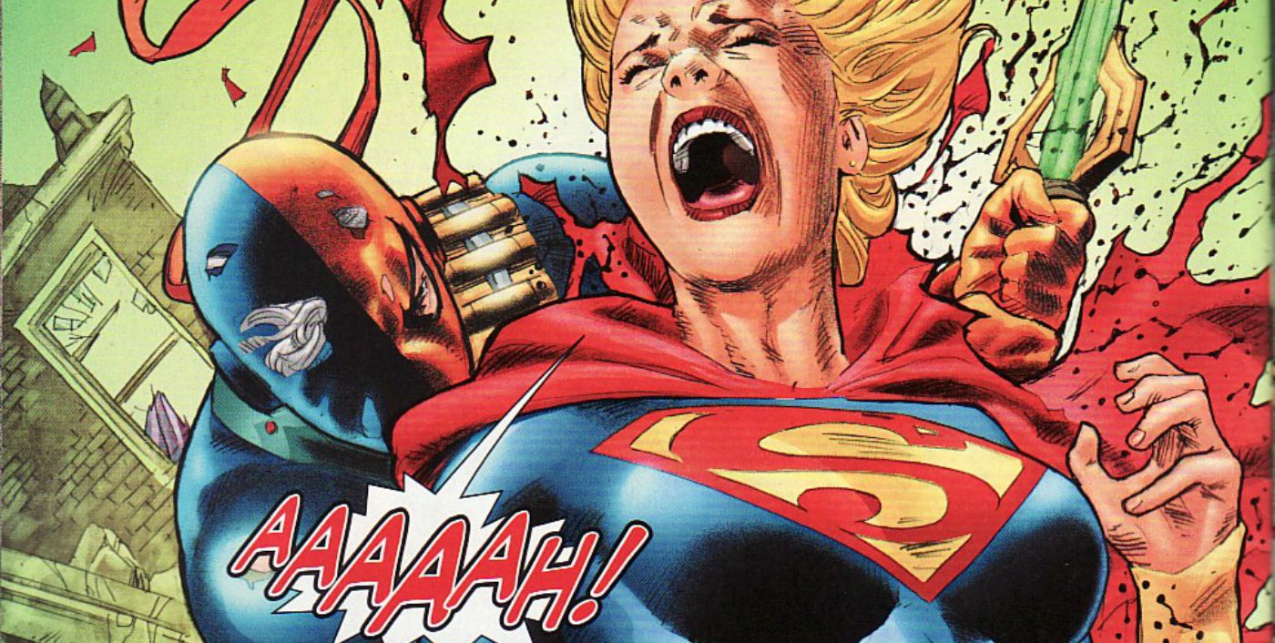 supergirl gets slashed by deathstroke