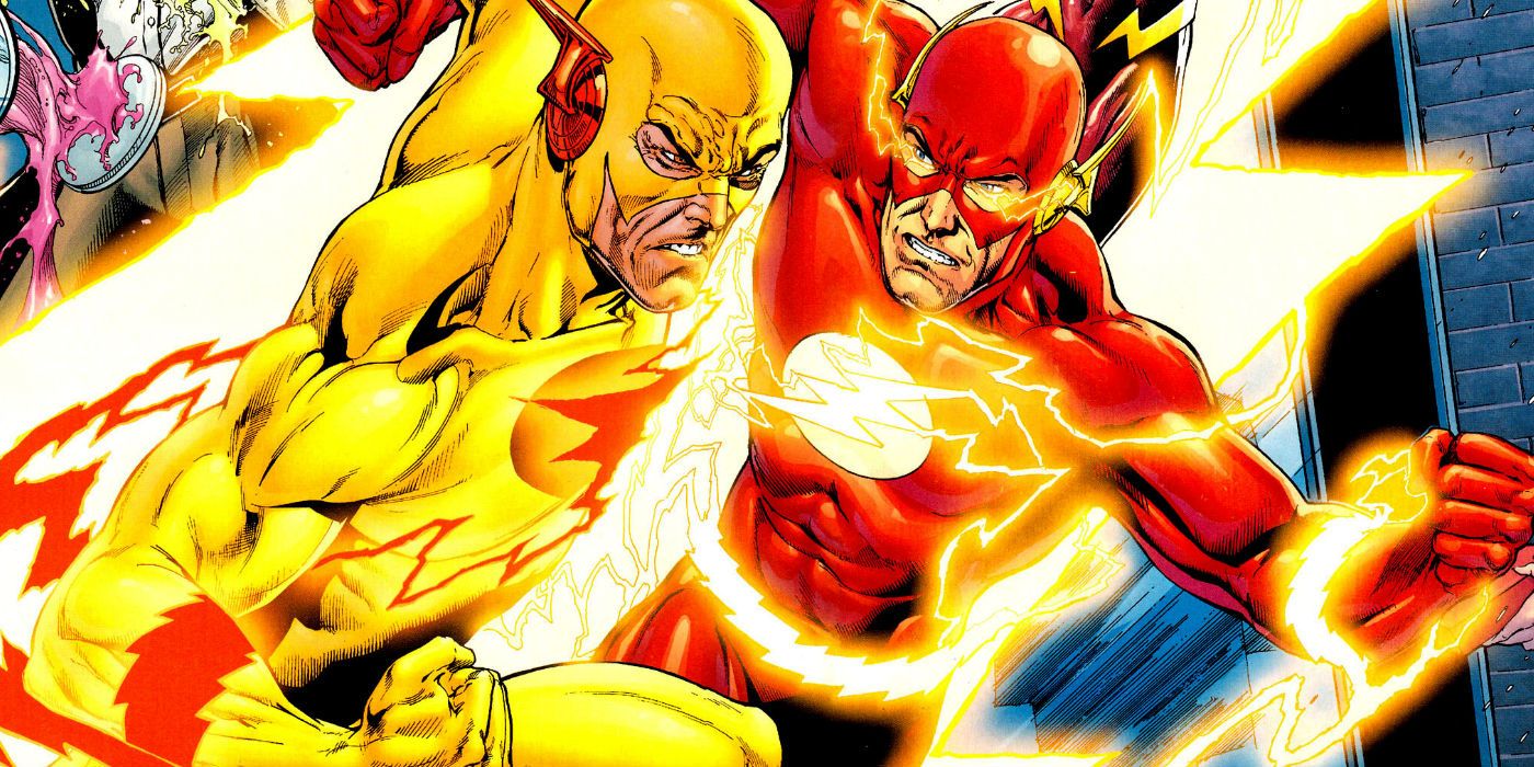 Reverse Flash (Eobard Thawne) battling The Flash (Barry Allen) in DC Comics