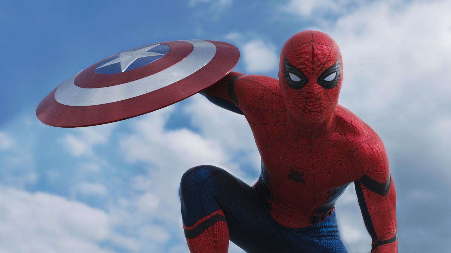 Captain America Civil War Spider-man Holding The Shield