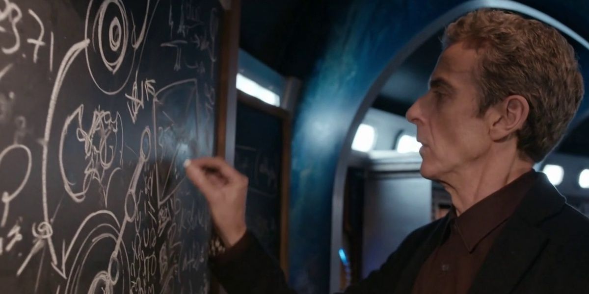 Peter Capaldi's Twelfth Doctor writing in Gallifreyan script