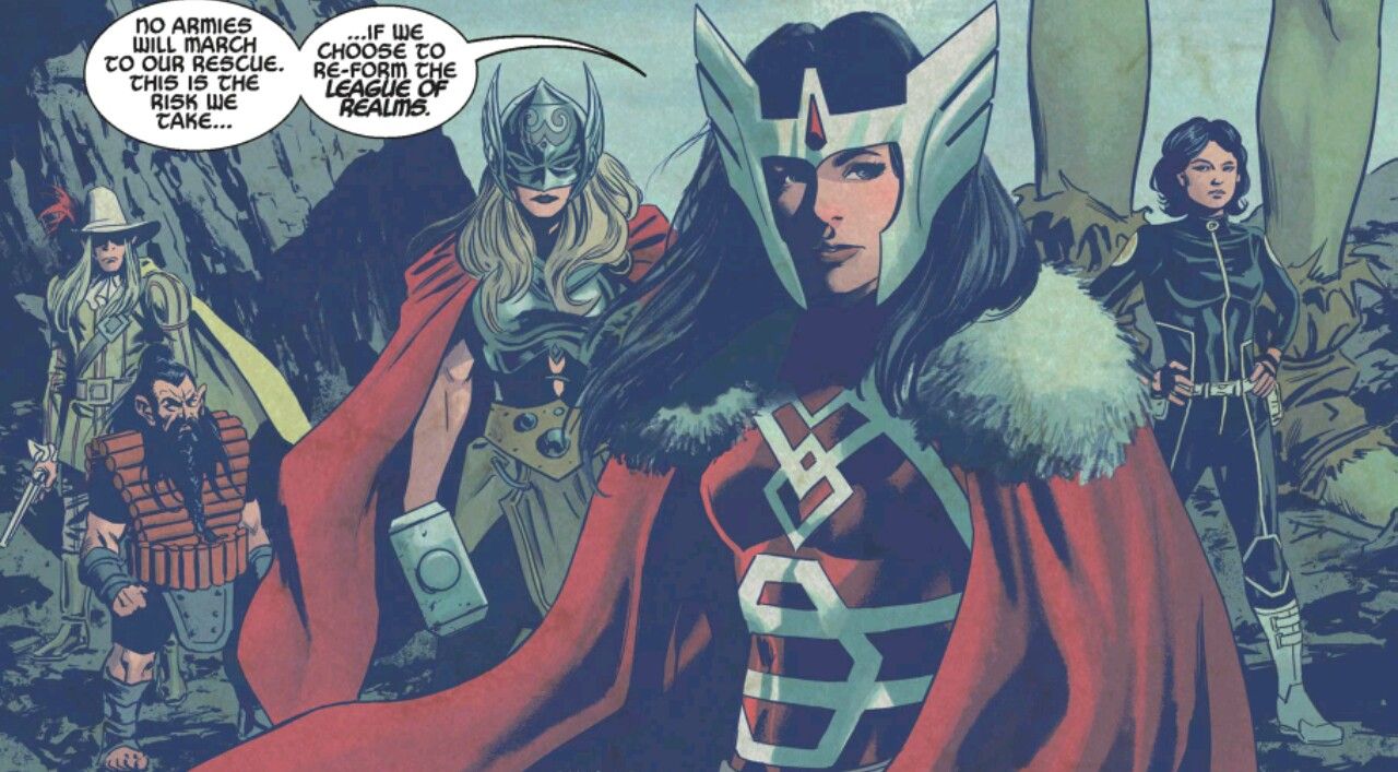 Thor and her companions in the league of realms