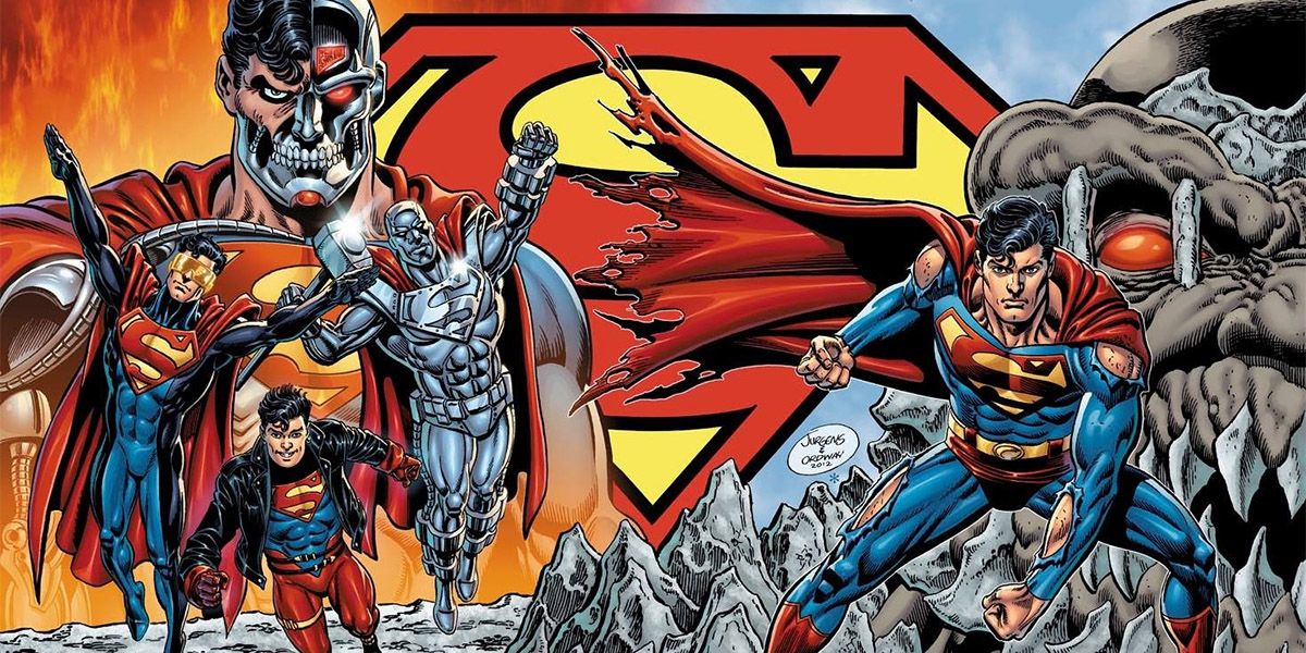 Different Supermen: Conner Kent, Cyborg Superman, Steel, Eradicator