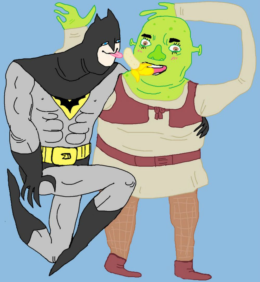 Shrek and Batman Share a Banana