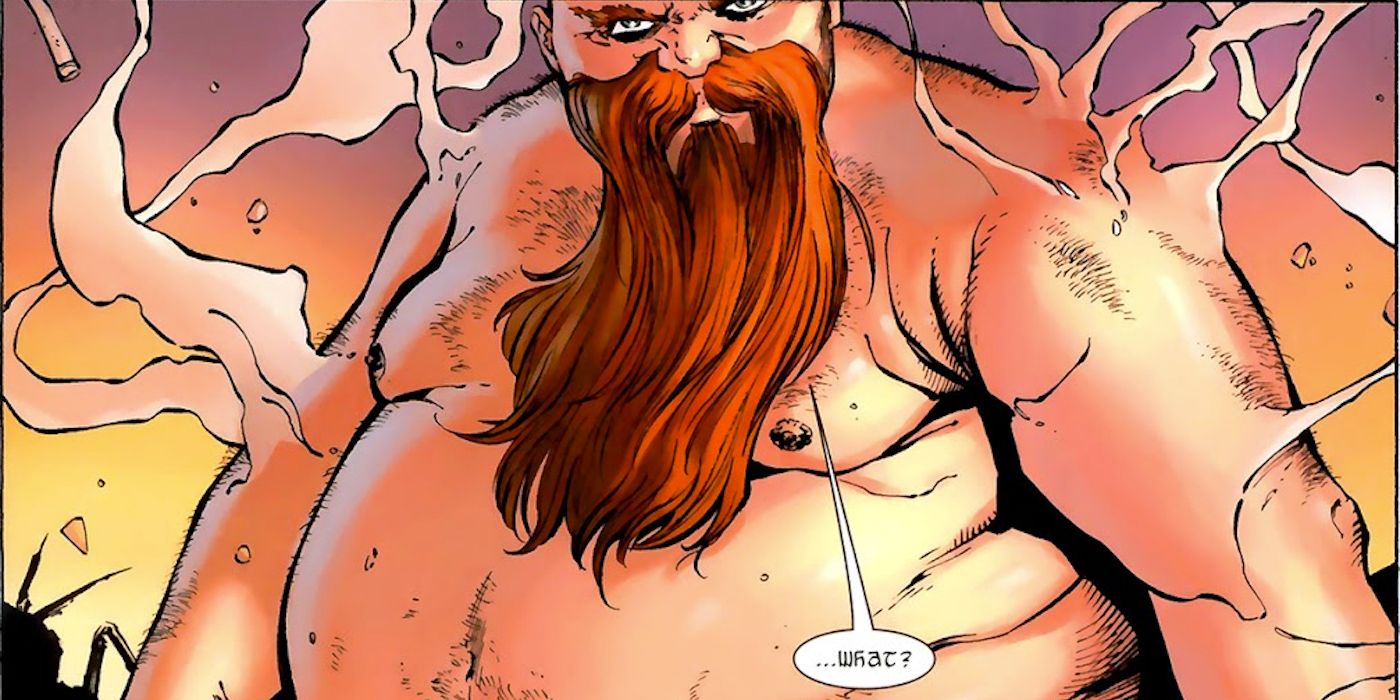Volstagg in the buff with steam rising from him in The Mighty Naked Giant Size Thor Finale.