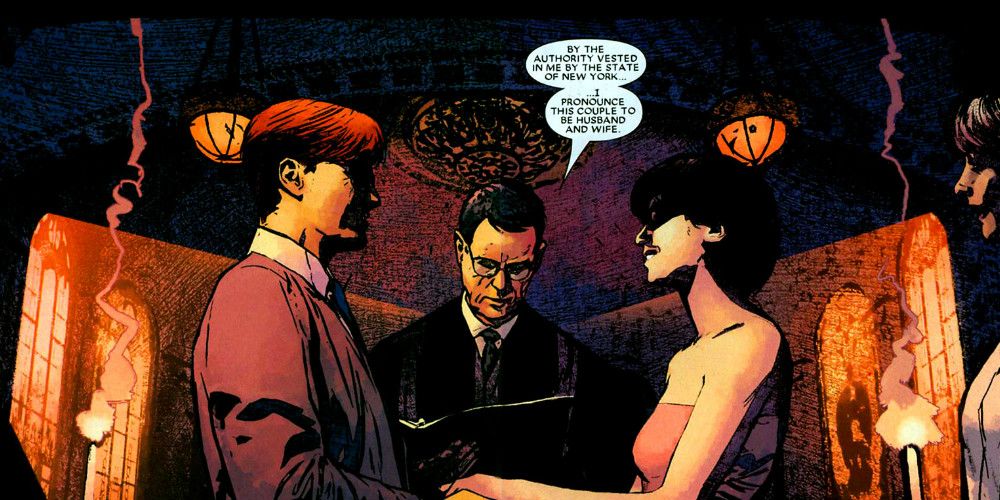 An image of Matt Murdock marrying Milla Donovan in the Daredevil comics