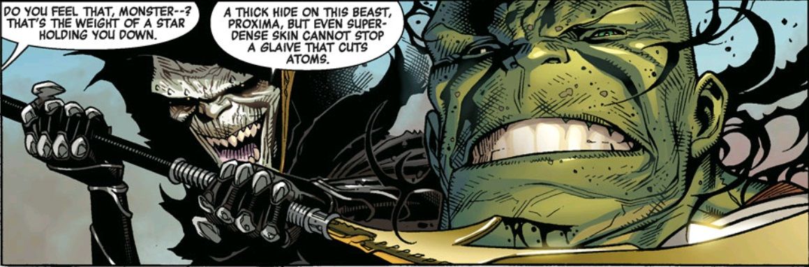 Corvus Glaive fights the Hulk