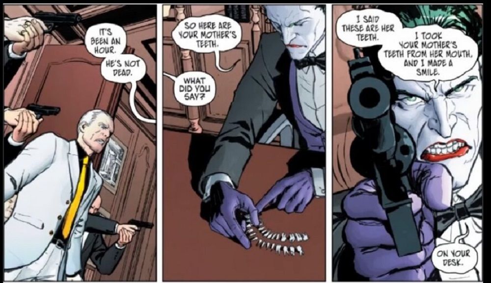 Joker pulls out a mother's teeth