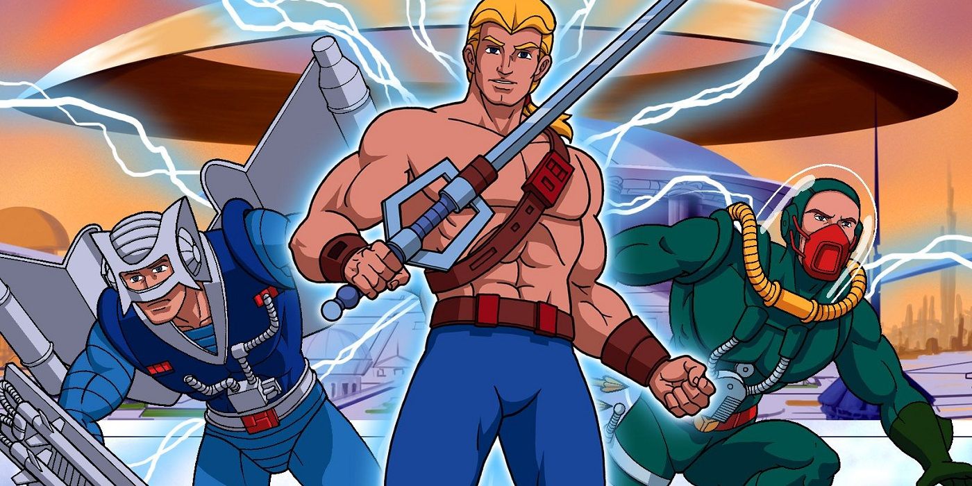 He-Man and friends on the poster for New Adventures of He-Man.