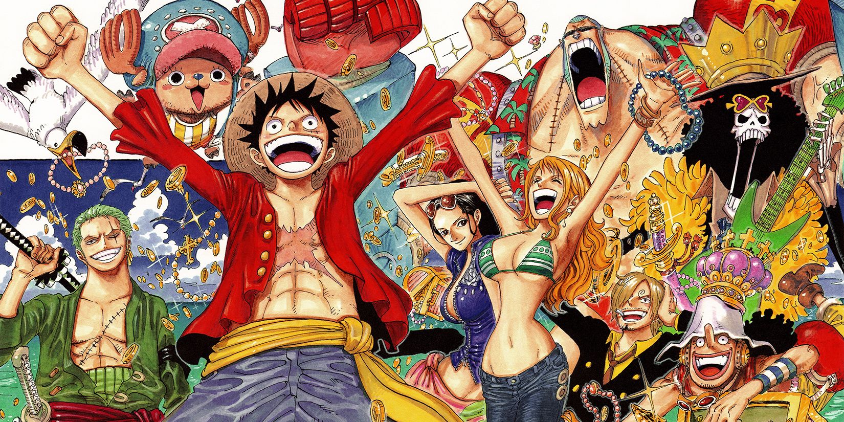 The characters of One Piece assembled into a collage