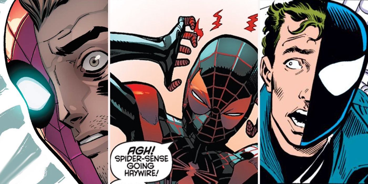 Peter Parker and Miles Morales reacting to their spider-sense