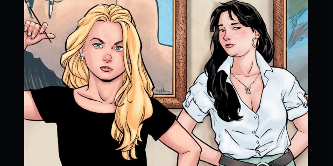 Katchoo and Francine from Strangers in Paradise face the reader