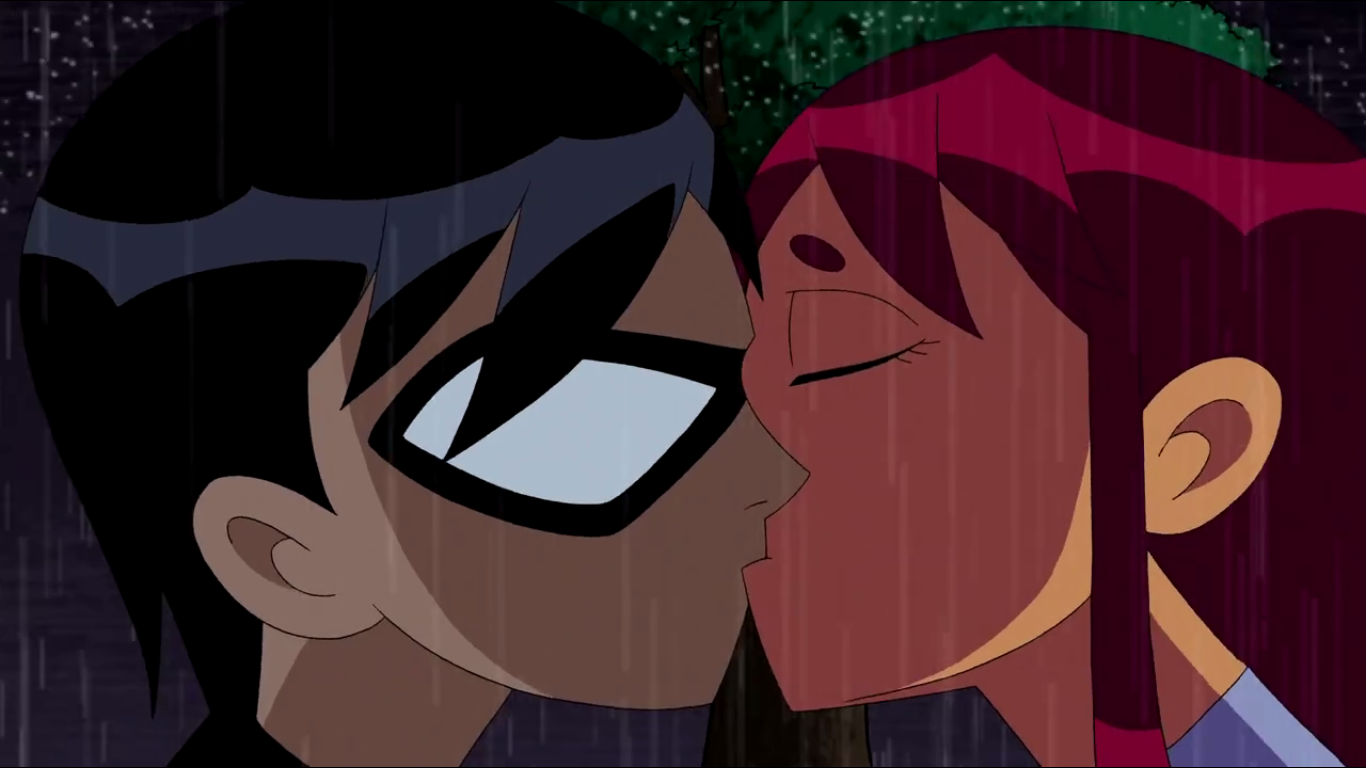 Teen Titans Robin and Starfire Kiss
