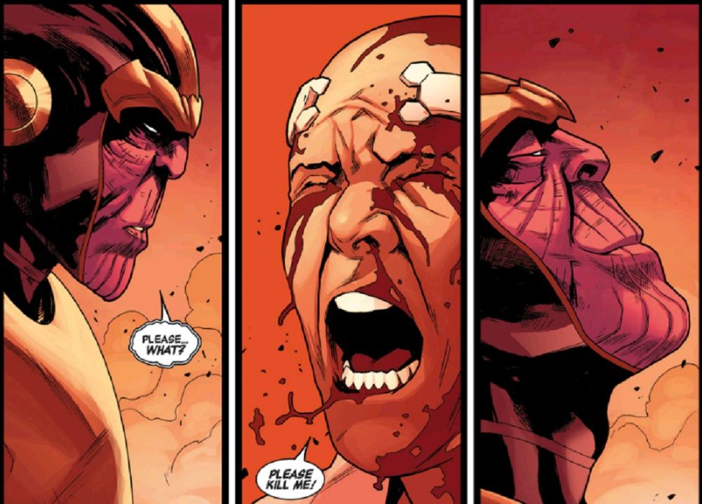 Thanos and Black Order make Charles Xavier beg