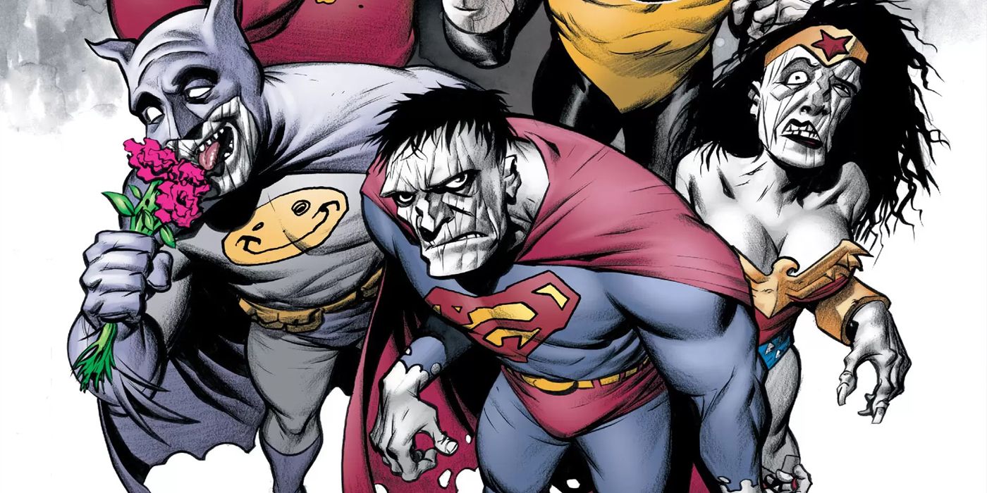 The main roster of the Bizarro Justice League, with the third Bizarro front and center.