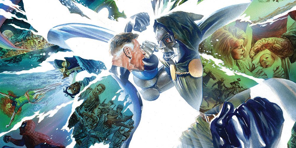 Doctor Doom clashing with Mister Fantastic during the Marvel comic books