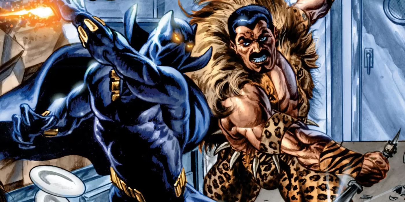 Kraven Alexei Kravinoff fights the Black Panther in Marvel Comics