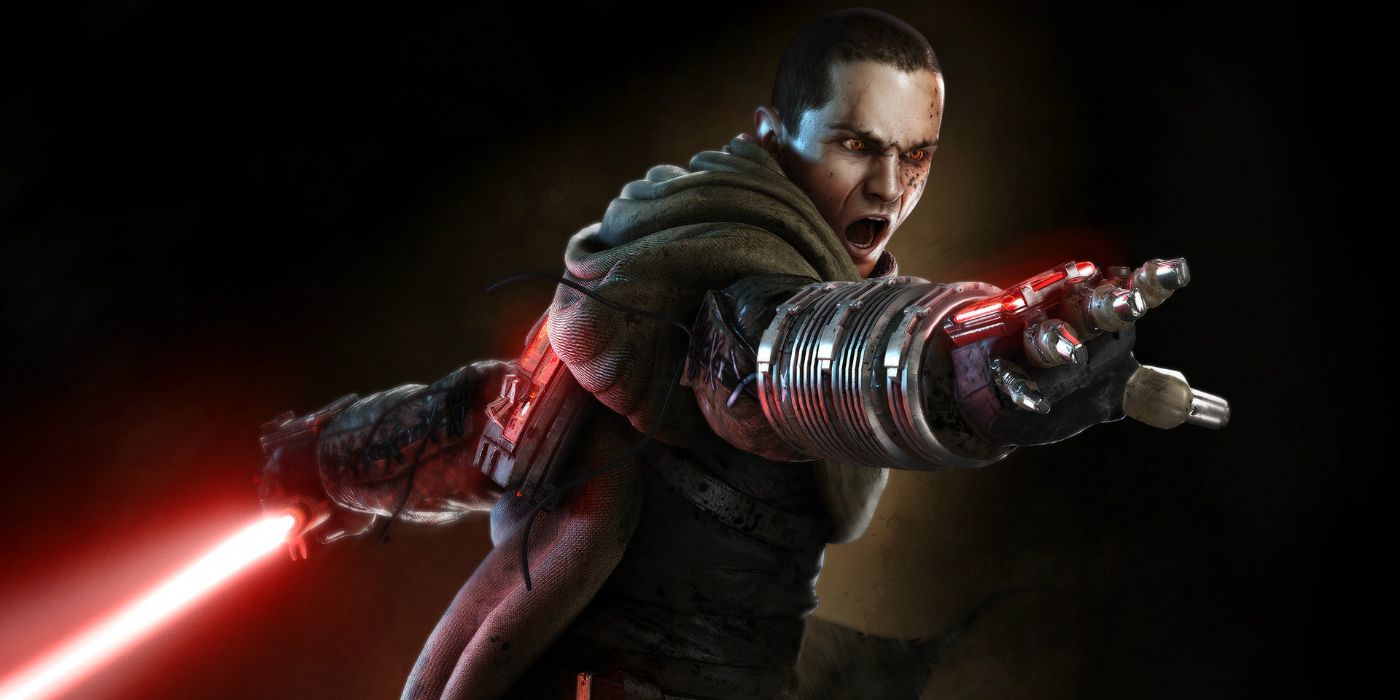 Starkiller wielding his lightsaber in Star Wars: The Force Unleashed