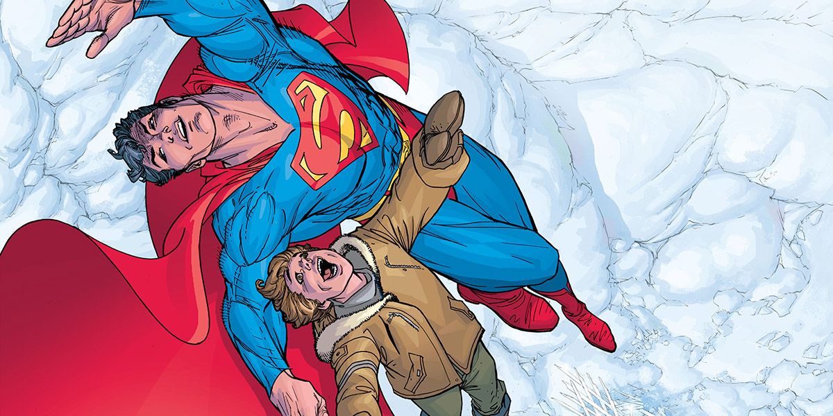 DC Comics Superman and Chris Kent flying