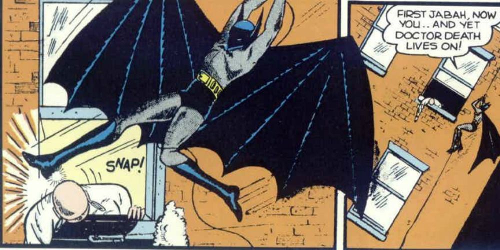 The Golden Age Batman breaks a henchman's neck