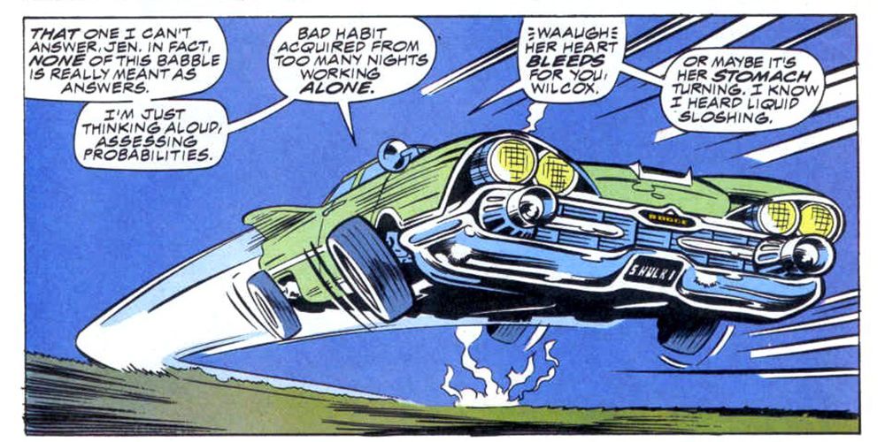 She-Hulk flying car through space in Marvel Comics