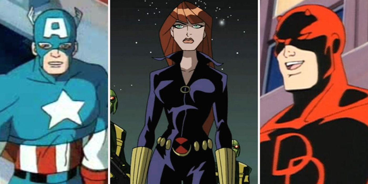 superhero cartoons captain america daredevil black widow