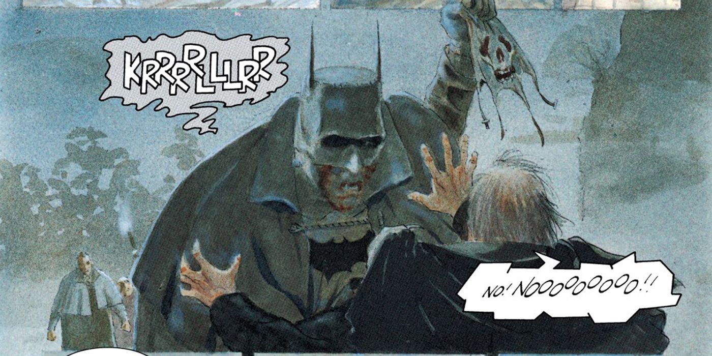 The Batman of Castle of the Bat attacks a man