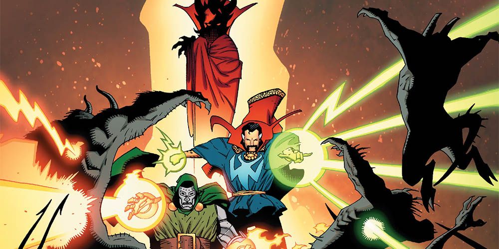 Doctor Strange and Doctor Doom in the comic, Triumph and Torment