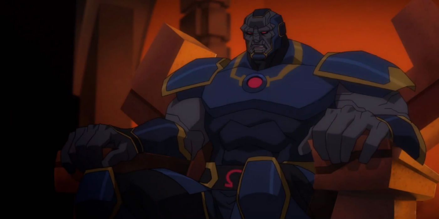 Darkseid senta em seu trono em Batman/Superman: Apocalipse