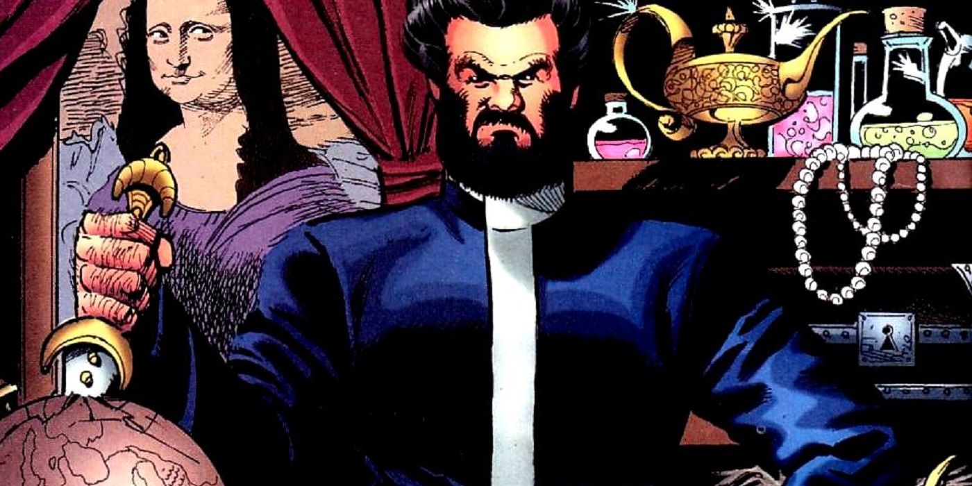 DC's Vandal Savage surrounded by historical artifacts.