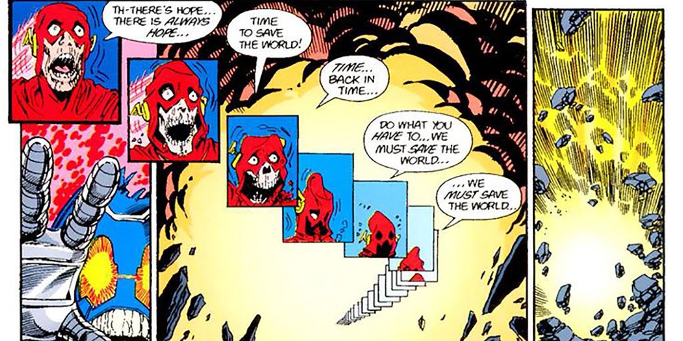 Comic panels depicted Barry Allen's death during Crisis on Infinite Earths by DC Comics