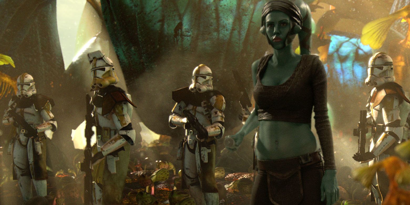 Aayla Secura about to be killed by Clone Troopers in Revenge of the Sith
